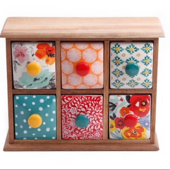 The Pioneer Woman Flea Market 6 drawer Spice/Tea Box/ - Picture 3 of 4